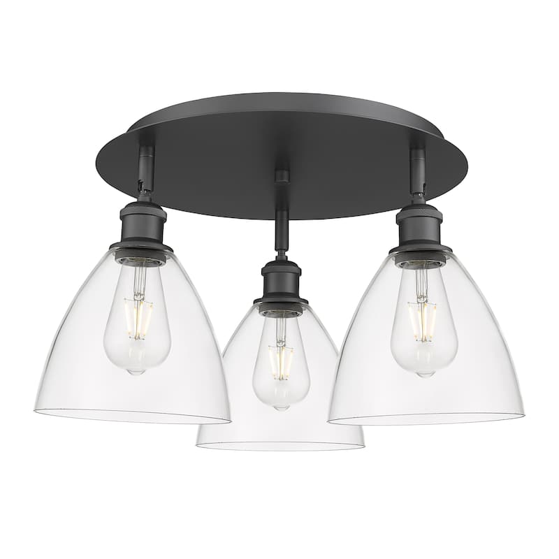 Innovations Lighting Bristol Glass - 3 Light 19" Flush Mount - Clear/Matte Black