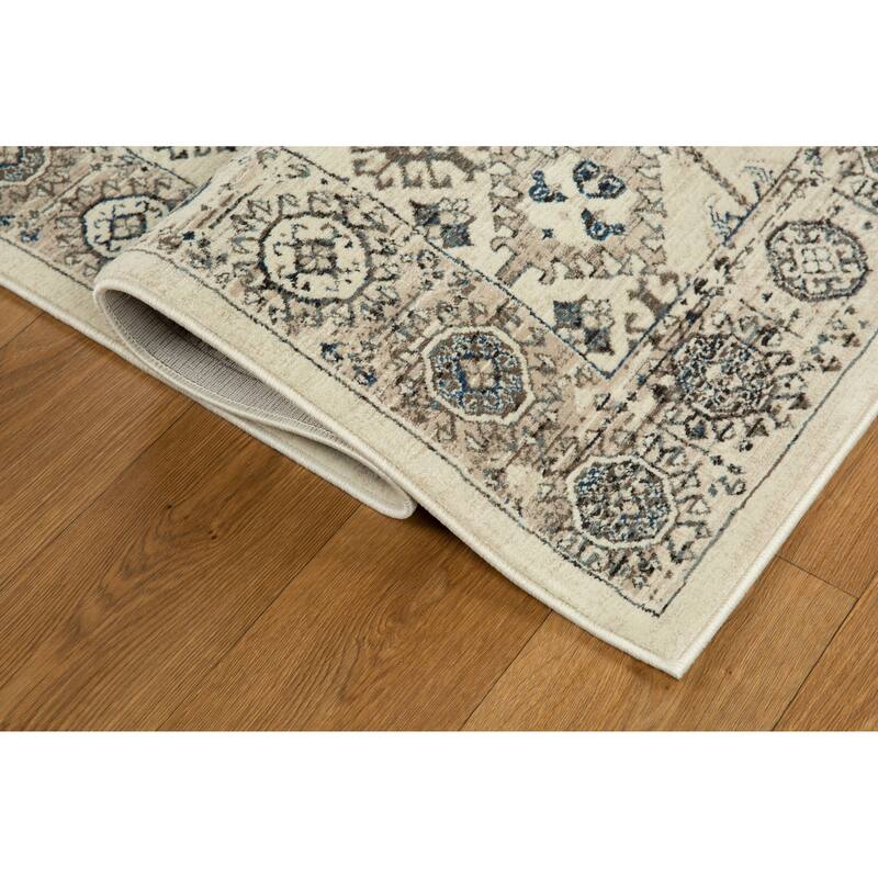 Anila Collection Ivory/Beige/Brown/Blue Transitional Oriental Area Rug