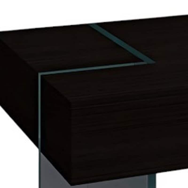 HomeRoots 53" Black And Clear Wood And Glass Sled Coffee Table - 53 in. x 16 in. x 28 in.