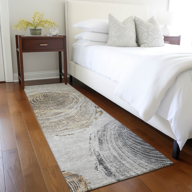 Machine Washable Indoor/ Outdoor Chantille Modern Tree Rug - Taupe - 2'3" x 7'6"