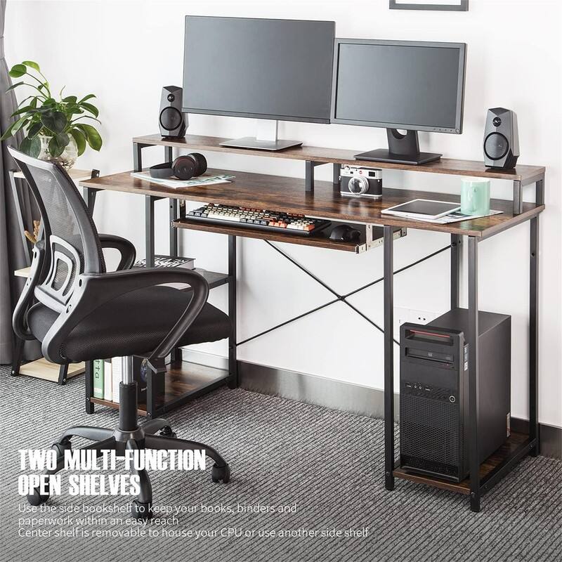 Computer Desk with Storage Shelves