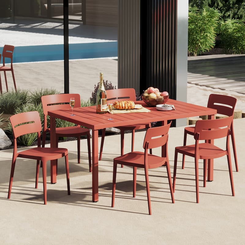 Frond and Form 6-Person Outdoor Rectangular Dining Set