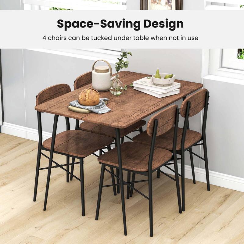 Costway 5-Piece Dining Table Set for 4 Modern Kitchen Dining Room