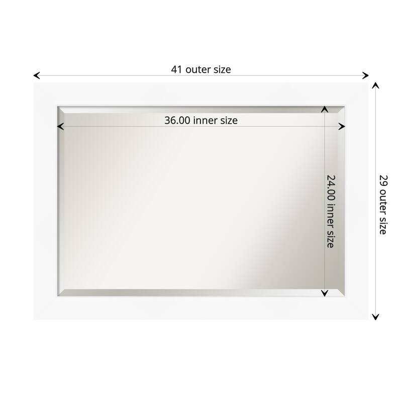 Beveled Bathroom Wall Mirror - Cabinet White Frame - Outer Size: 41 x 29 in