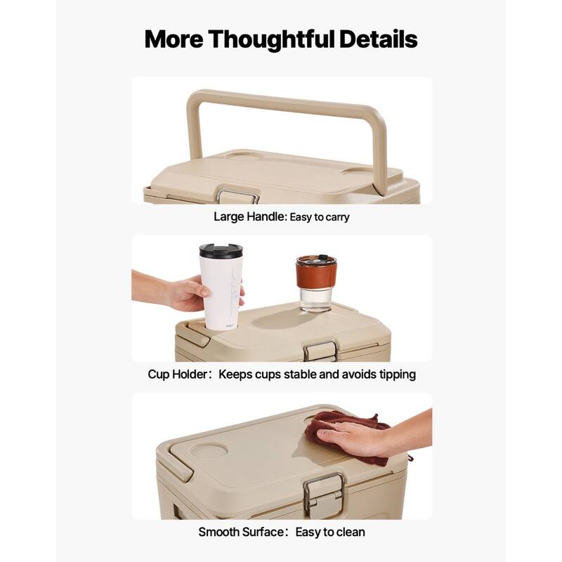 Portable Cooler 16.5 QT with Cup Holder 23 Can Capacity for Outdoors - 15.9 x 10.6 x 11.4 in