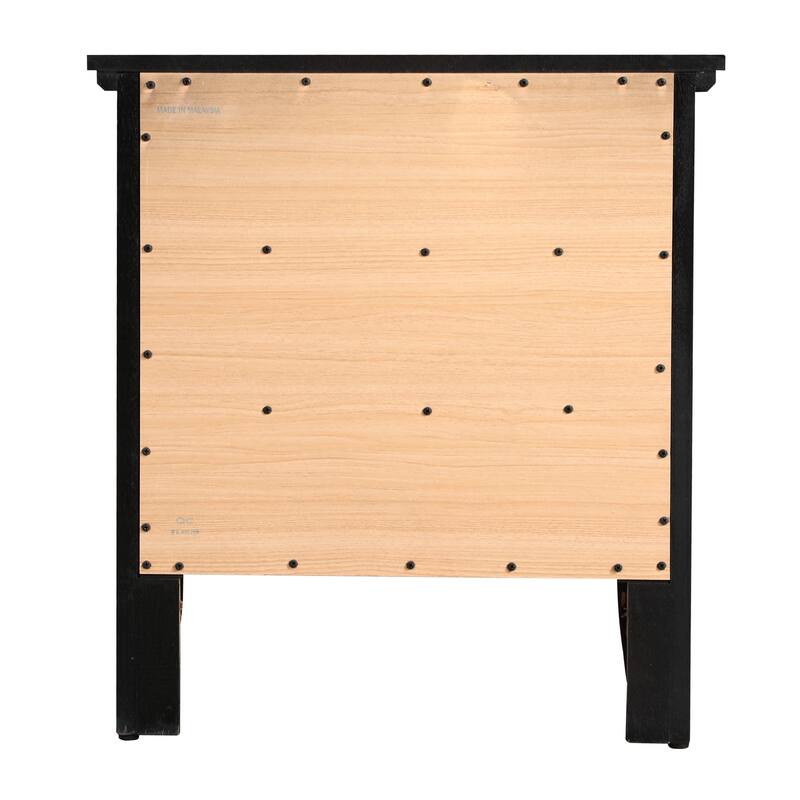3-Drawer Black Nightstand with Real Wood Veneers and English Dovetail Drawers, 26 Inch Bedside Table
