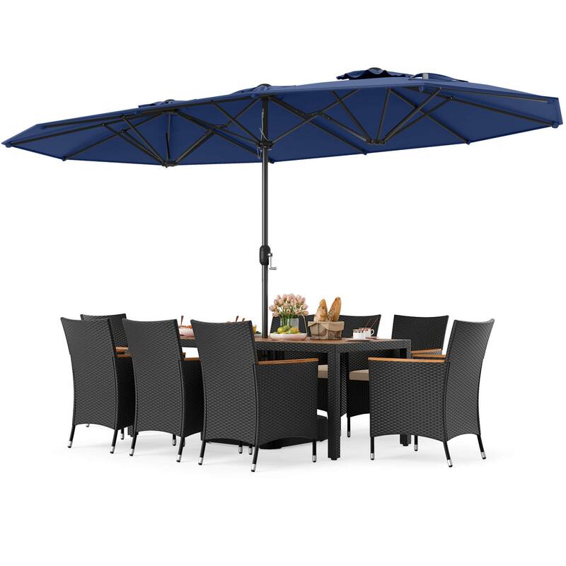 Costway 11 PCS Patio Wicker Dining Set with Double-Sided Outdoor - See Details