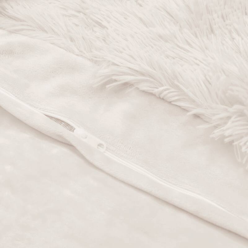 Sweet Jojo Designs Ivory Boho Faux Fur Body Pillow Case (Pillow Not Included) Bohemian Shabby Chic Farmhouse Rustic Fuzzy Luxury