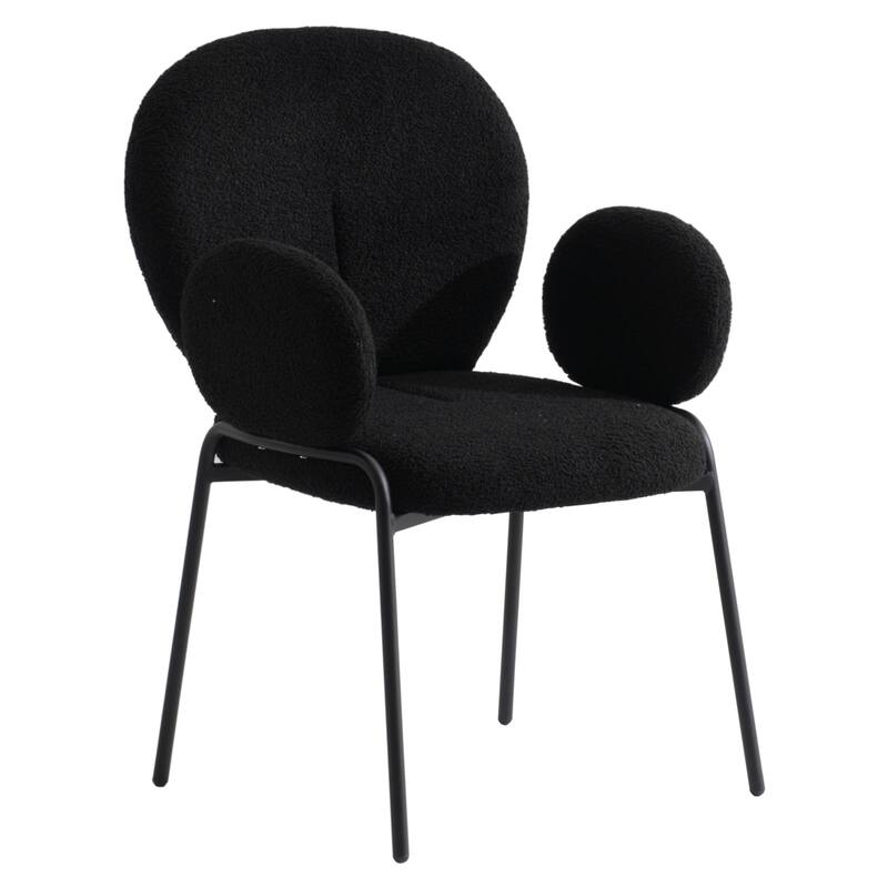 Celestial Boucle Upholstered Iron Dining Chairs Set of 4 by LeisureMod