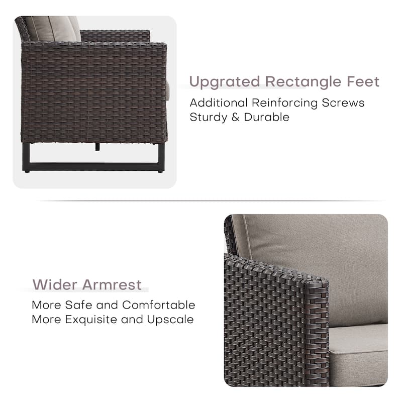 Gymojoy Outdoor PE Rattan Sofa with Thick Cushions