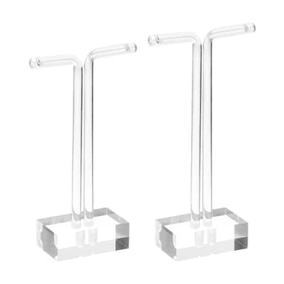 1 Set 4"/5" Height Acrylic Earring Display T Stand Jewelry Storage Rack, Clear
