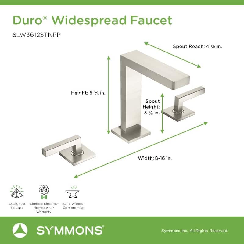 Symmons SLW3612PP Duro 1.0 GPM Widespread Dual Handle Bathroom Faucet