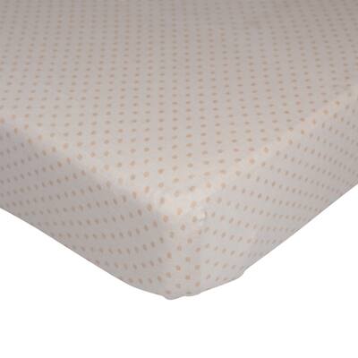 Tan Polka Dots Organic Cotton Fitted Crib Sheet