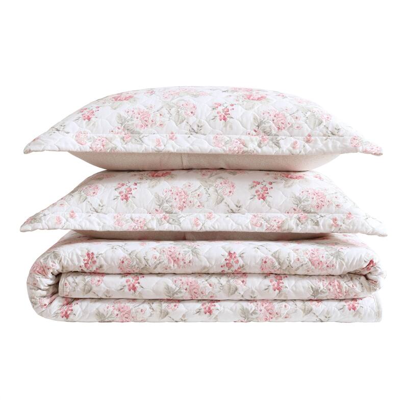 Laura Ashley Rosemoore Cotton Reversible Green Quilt Set