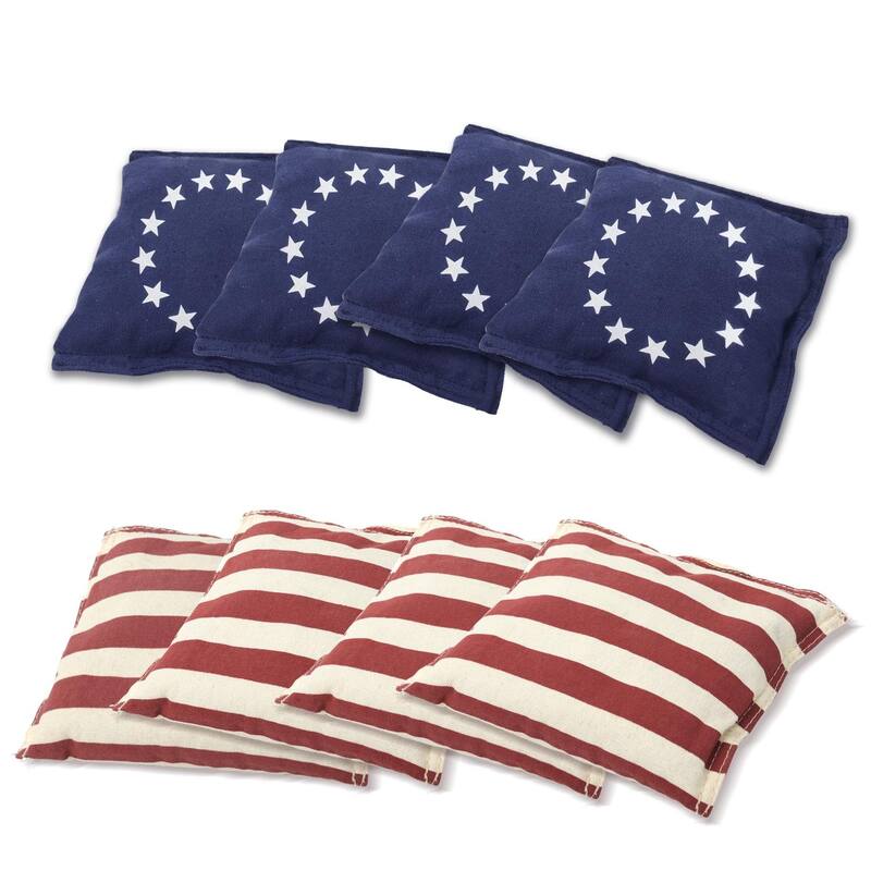GSE™ Set of 8 Regulation Size Cornhole Bean Bags. Corn Hole Board Toss Game Replacement Bean Bags - Betsy Ross Flag