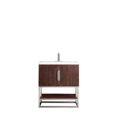 Columbia 31.5" Single Vanity Cabinet, Coffee Oak w/ White Glossy Resin Countertop