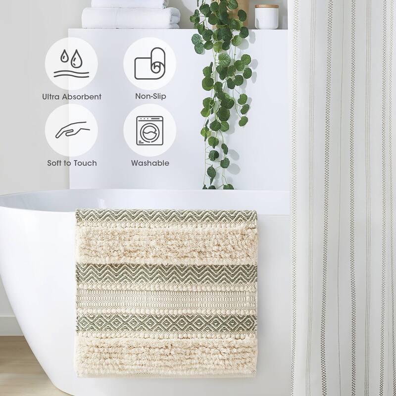INK+IVY Asher Woven Texture Stripe Bath Rug