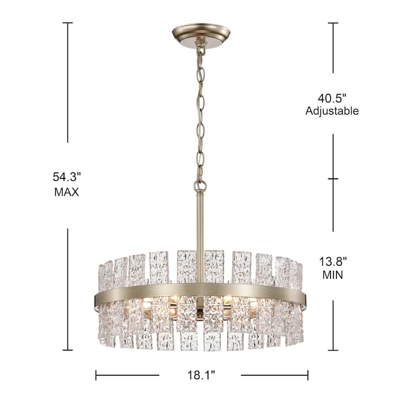 Casandra 6-light Drum Glass Strip Chandelier