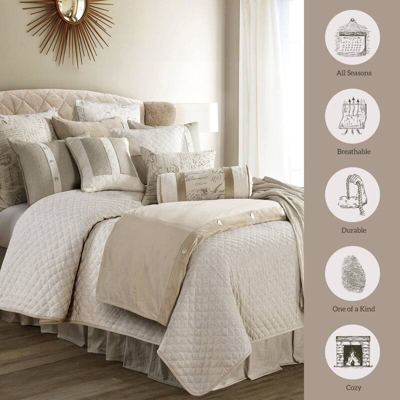 HiEnd Accents Fairfield Herringbone Linen Coverlet Set, 4PC