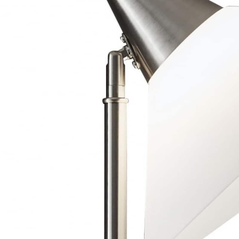 Metal Cone Floor Lamp with White Plastic Shade Rotary Switch - 10” x 12” x 71.5” (D x W x H)