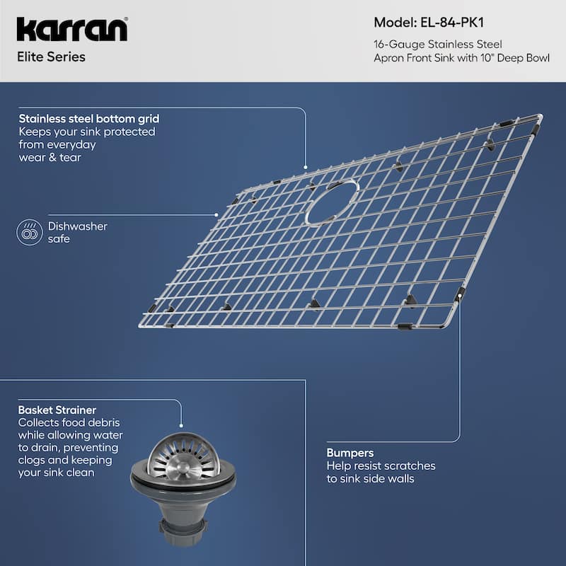 Karran Farmhouse/Apron Stainless Steel 33 in. Single Bowl Sink Kit