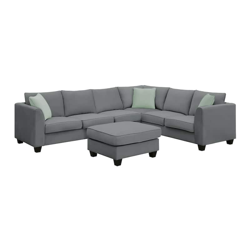 112" L-Shaped 7-Seat Modular Sofa with Ottoman