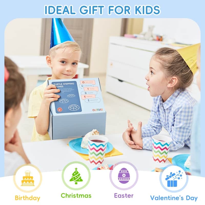 Kids Stepping Stones 6 Pcs Turtle Balance Stones for Obstacle Course, Multicolor