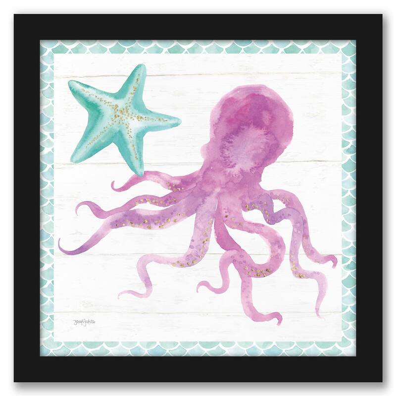 Pink Sea Creatures By Wild Apple 2 Piece Framed Print Wall Art Set