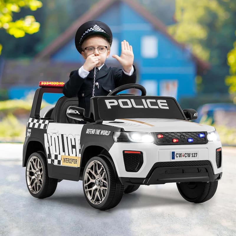 12V Battery Powered Ride On Car Police Car Ride On w/ Remote Control
