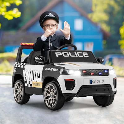 12V Battery Powered Ride On Car Police Car Ride On w/ Remote Control