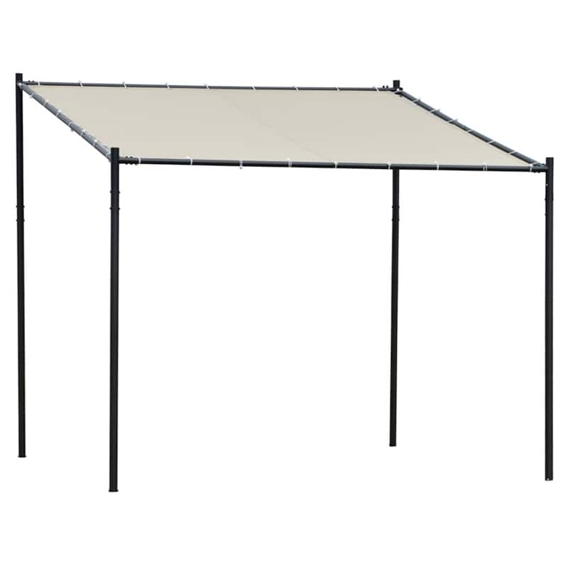 Premium Wall Mounted Gazebo with Steel Frame and PVC Coated Polyester Canopy for Patio Garden or Terrace Shade - Beige
