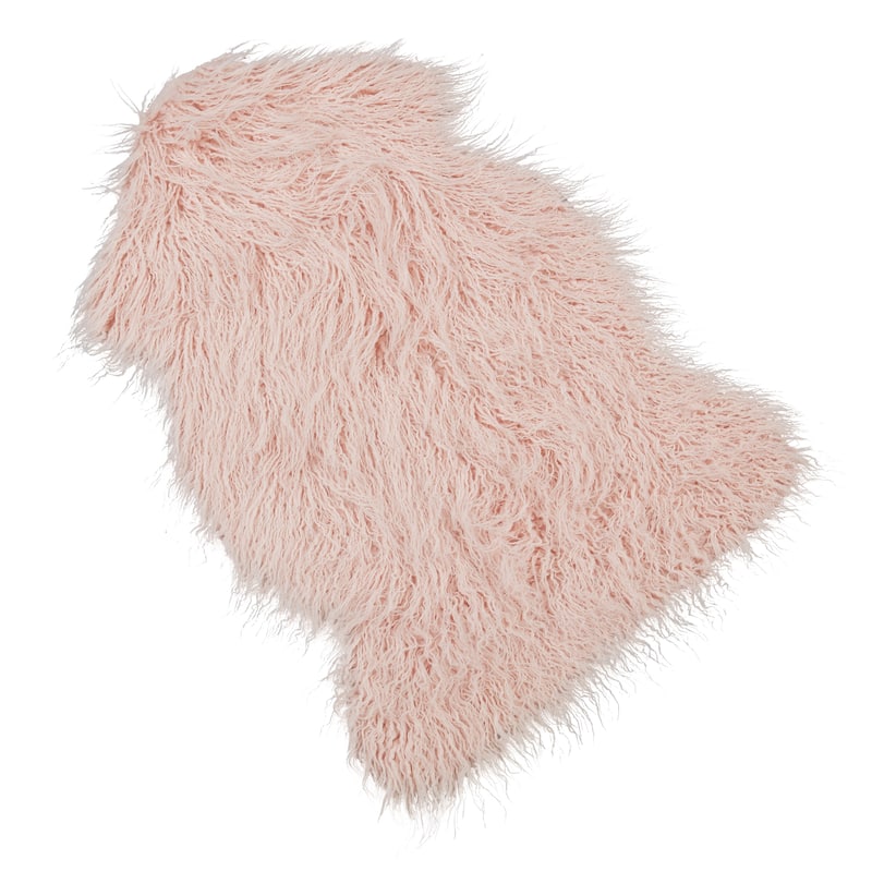 Soft Faux Mongolian Fur Rug - 24"x35" - Rose