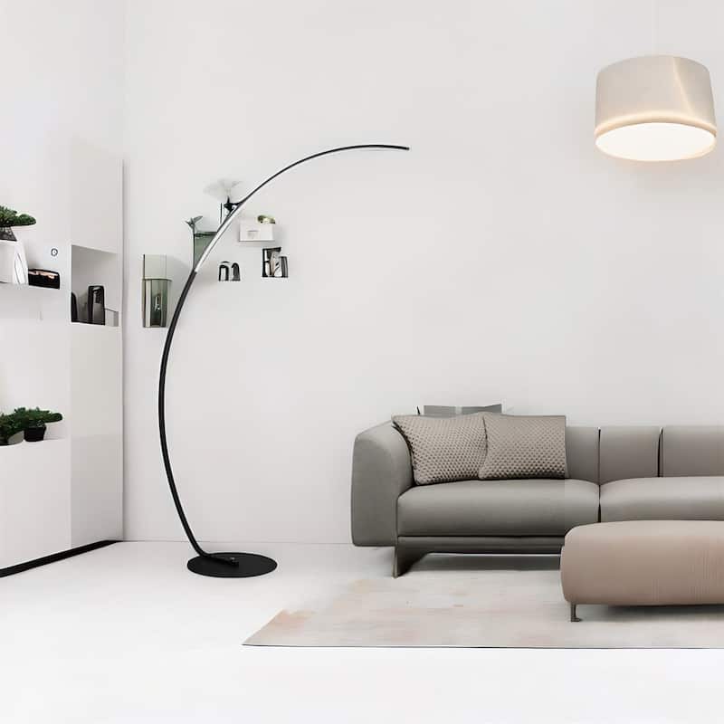 62.98 Inches Metal Arched Floor Lamp - Black