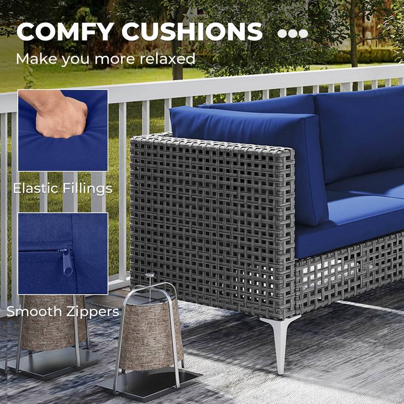 Costway 7 Piece Outdoor Furniture Set with Seat & Back Cushions - See Details