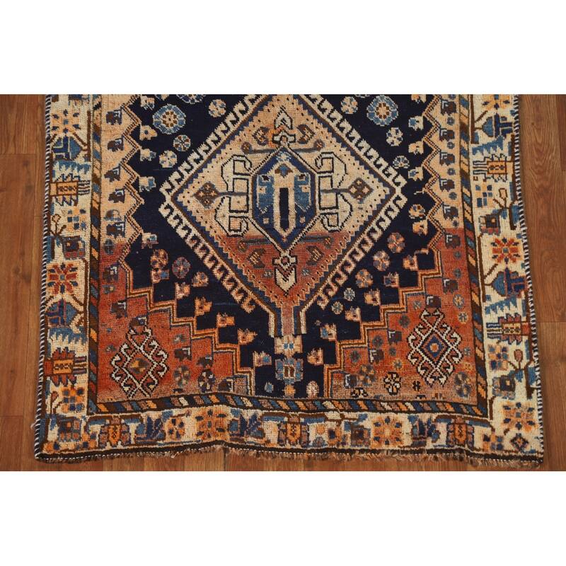 Tribal Qashqai Persian Antique Area Rug Handmade Wool Carpet - 3'6"x 7'9"