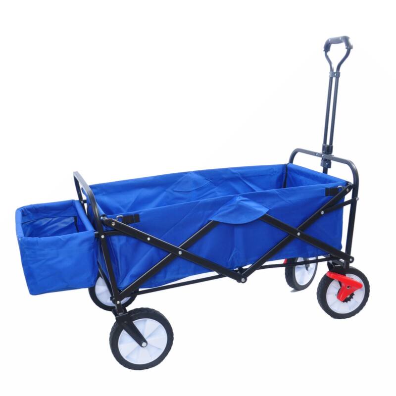 Folding Wagon Garden Shopping Beach Cart (Blue colour) - Blue