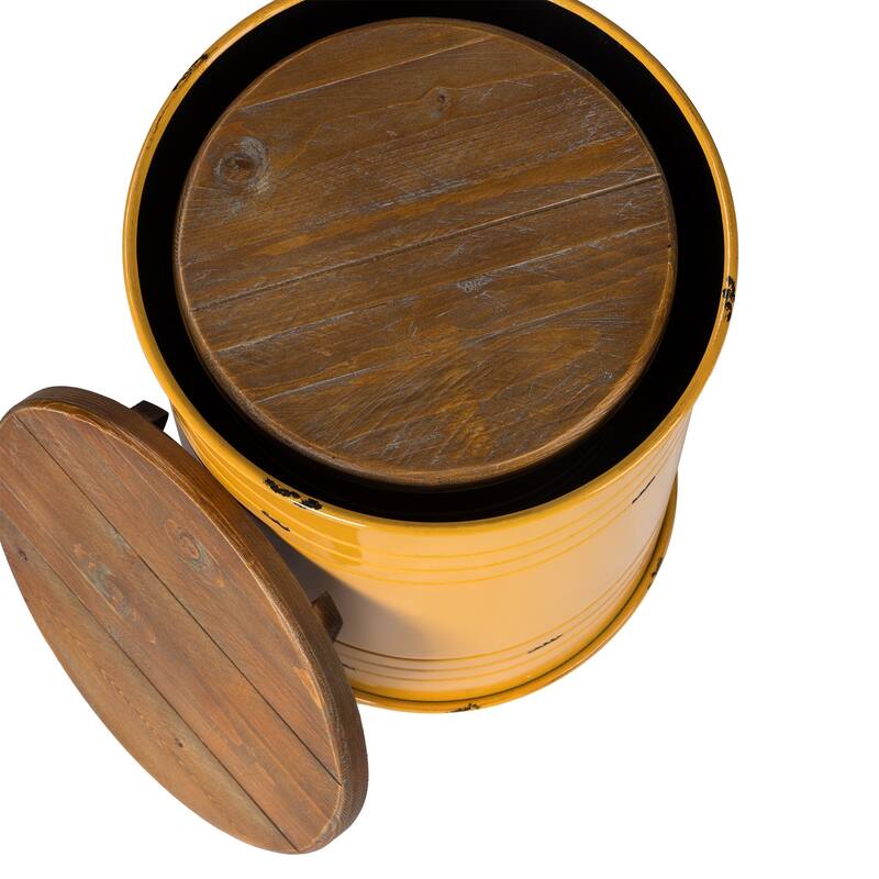 Glitzhome Industrial Farmhouse Round Storage Side Tables (Set of 2)