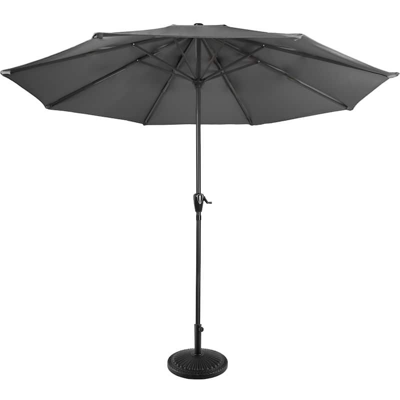 Patio Umbrella with Vented Canopy - 9FT Easy Crank Outdoor Umbrella for Shade by Pure Garden (Gray)