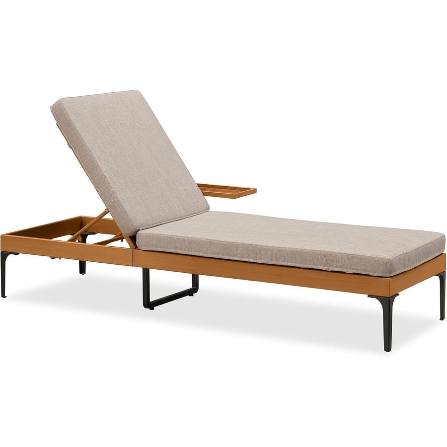 PURPLE LEAF Outdoor Chaise Lounge Chair with Cushion, Patio Recliner for Poolside Backyard