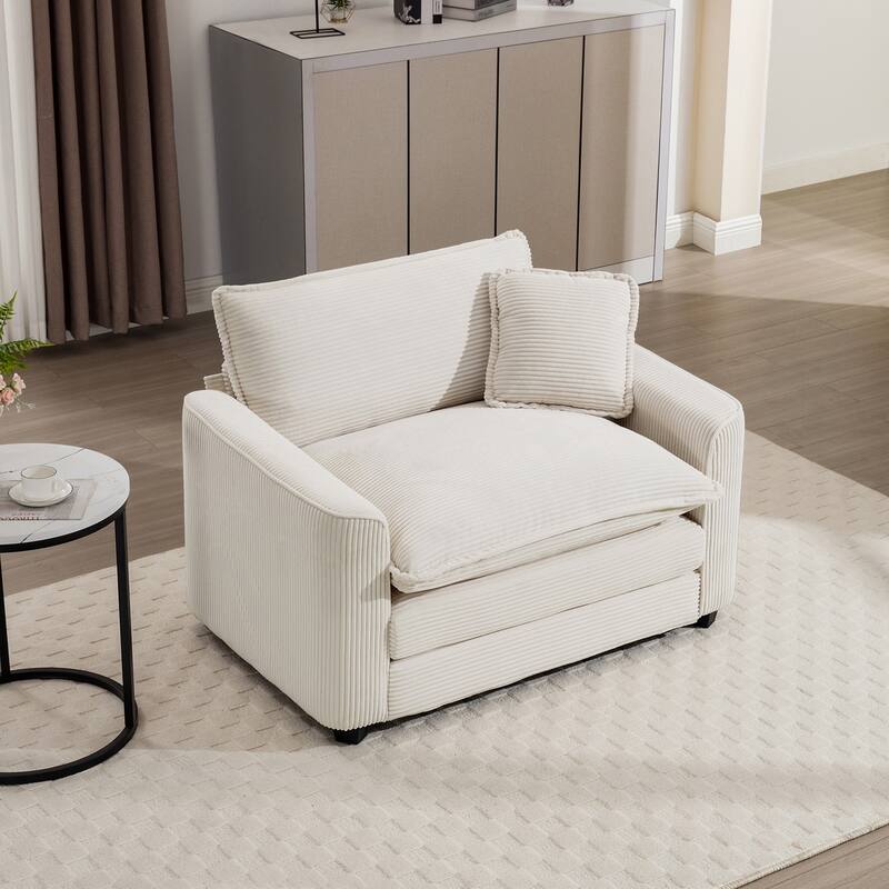 Single Chair Deep Seat Sofa With Footstool for Living Room and Bedroom