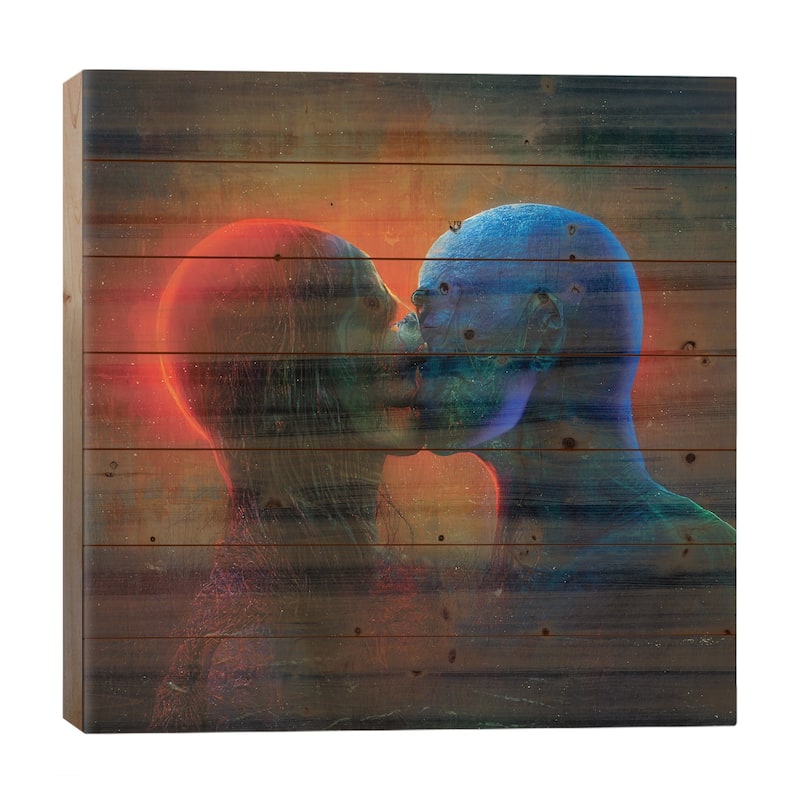 Lovers Print On Wood by Mario Sanchez Nevado - Multi-Color - 26x26x1.5