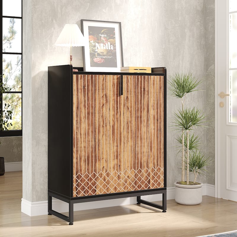 Shoe Cabinets with Doors, 5-Tier Wood Shoe Rack Organizer for 25 Pairs