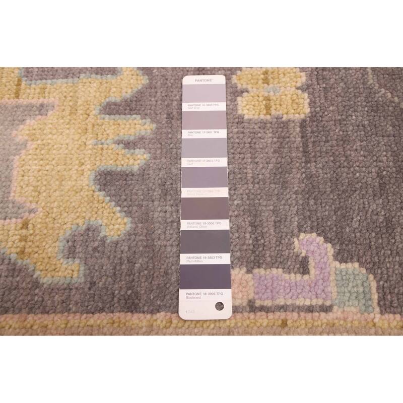 ECARPETGALLERY Hand-knotted Modern Oushak Dark Grey Wool Rug - 9'0 x 11'9