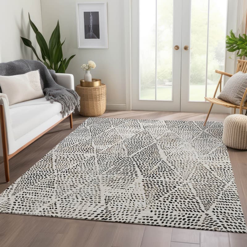 Machine Washable Indoor/ Outdoor Chantille Modern Diamonds Rug - Ivory - 2'6" x 3'10"