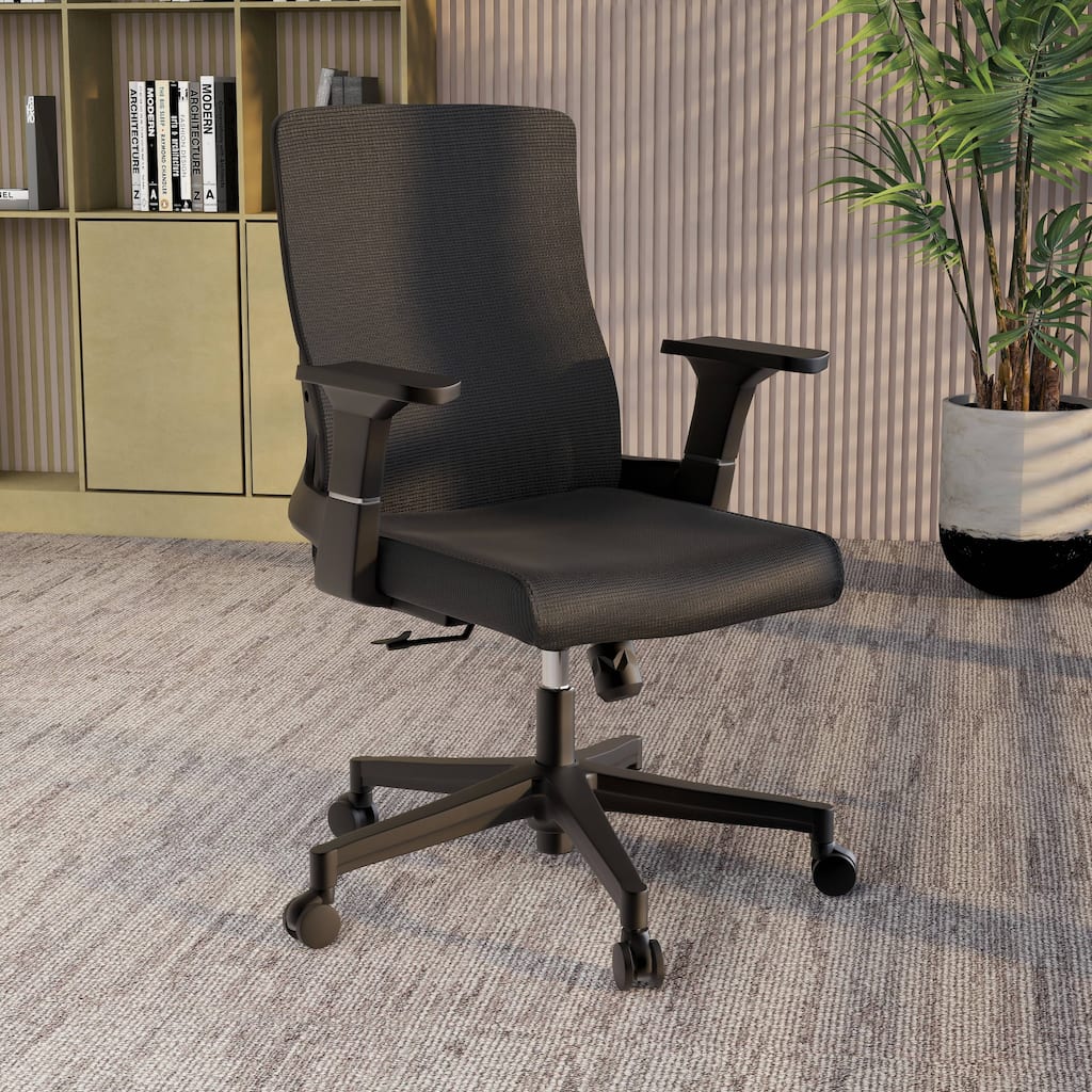 Brio Modern Ergonomic Office Desk Chair with Adjustable Height, Swivel, Breathable Fabric, Durable ABS Frame, Easy Assembly