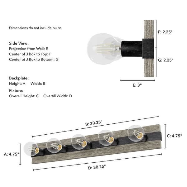 dimension image slide 0 of 2, Hunter Donelson Vanity Wall Light - Rustic, Farmhouse - Damp Rated!