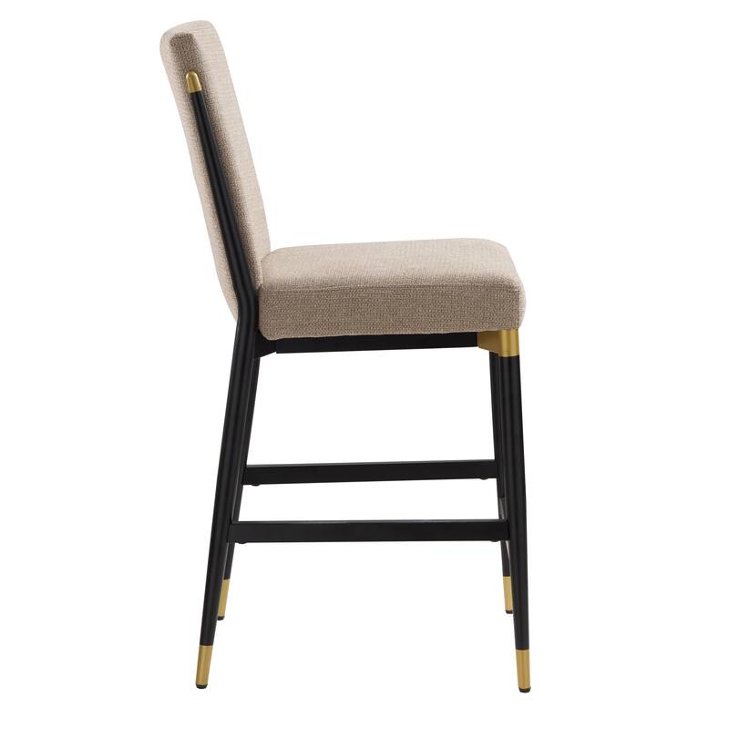 Christopher Knight Home - LuxeCraft Modern Upholstered Metal Base Counter Stool with Solid Back Design (Set of 2)