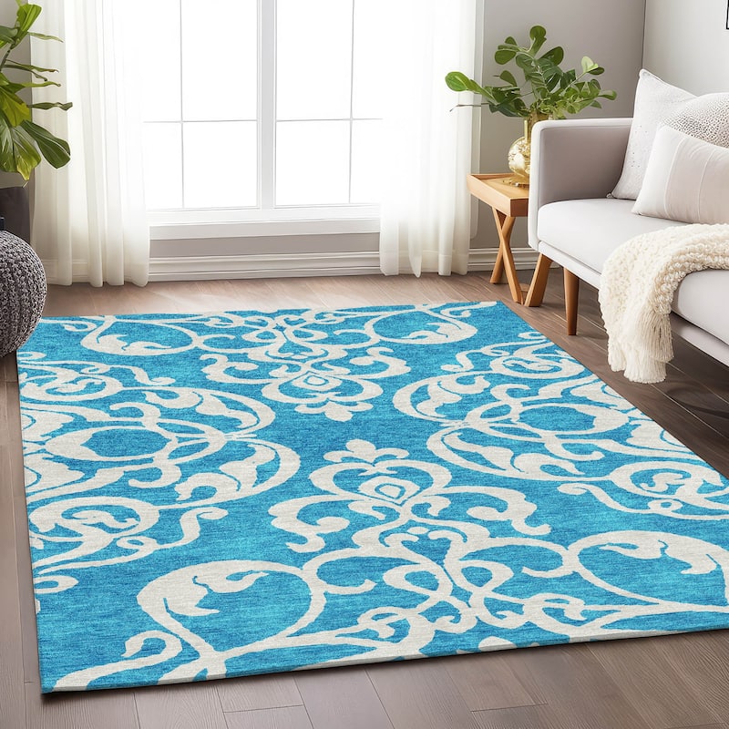 Premium Washable Super Soft Traditional Prince Mayfield Rug - Turquoise - 8' x 10'