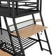 preview thumbnail 16 of 14, Metal Bunk Bed with Built-in Desk, Light and 2 Drawers, Black