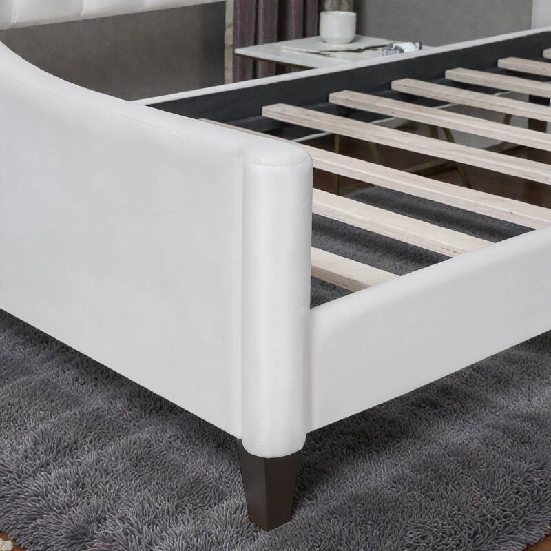 Modern Luxury Tufted Button Twin Daybed, Upholstered Sofa Bed with Wood Frame and Slats, No Box Spring Needed